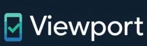 Viewport Inc. logo featuring a blue and teal mobile phone icon with a checkmark next to the word "Viewport".