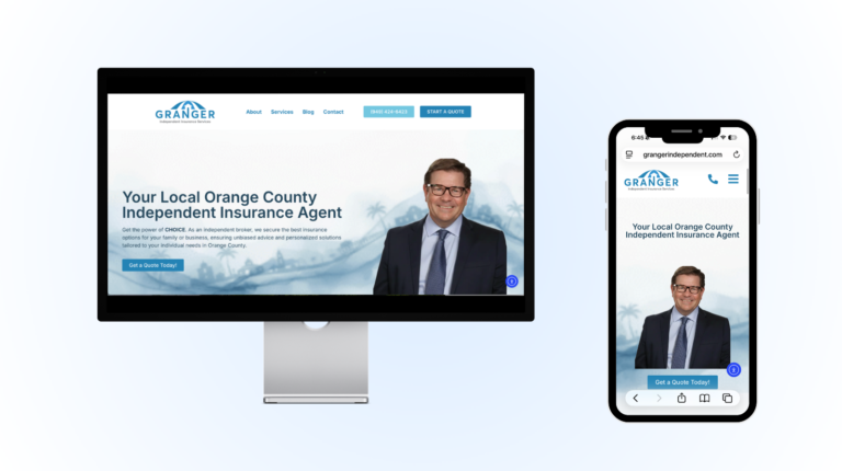 Responsive website design for a local Orange County insurance agency on desktop and mobile