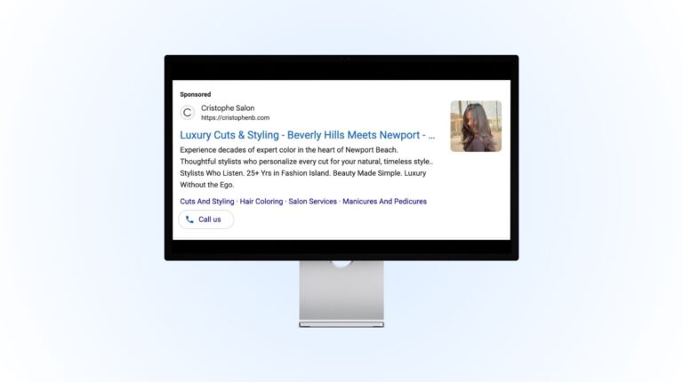 Google Search results page showing a high-performance search ad created by Viewport Inc. for a local service business.
